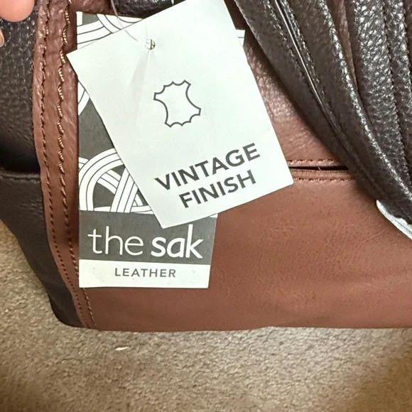 The Sak Two-Tone Brown Leather Shoulder Bag - Picture 8 of 9